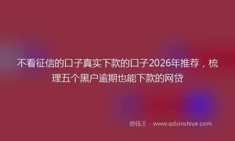 不看征信的口子真实下款的口子2026年推荐，梳理五个黑户逾期也能下款的网贷
