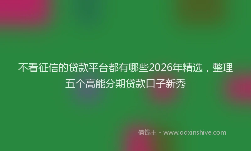 不看征信的贷款平台都有哪些2026年精选，整理五个高能分期贷款口子新秀