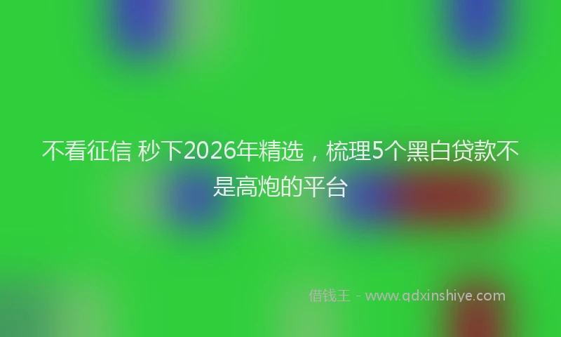 不看征信 秒下2026年精选，梳理5个黑白贷款不是高炮的平台