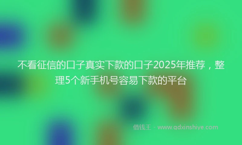 不看征信的口子真实下款的口子2025年推荐，整理5个新手机号容易下款的平台