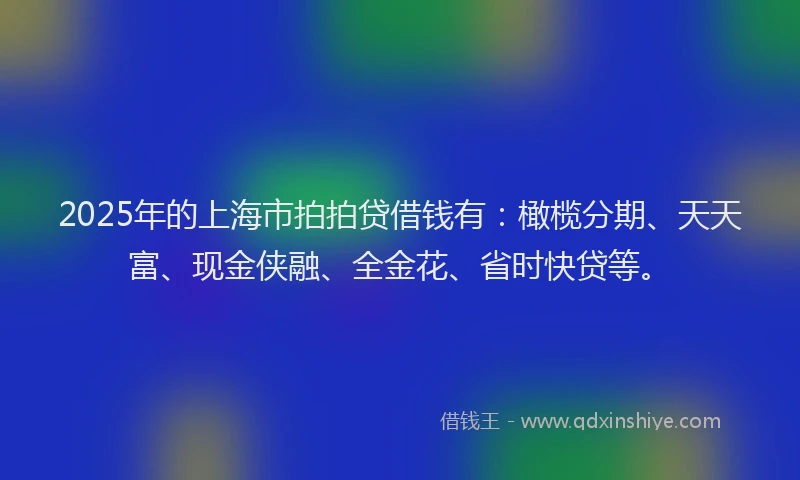2025年的上海市拍拍贷借钱有：橄榄分期、天天富、现金侠融、全金花、省时快贷等。