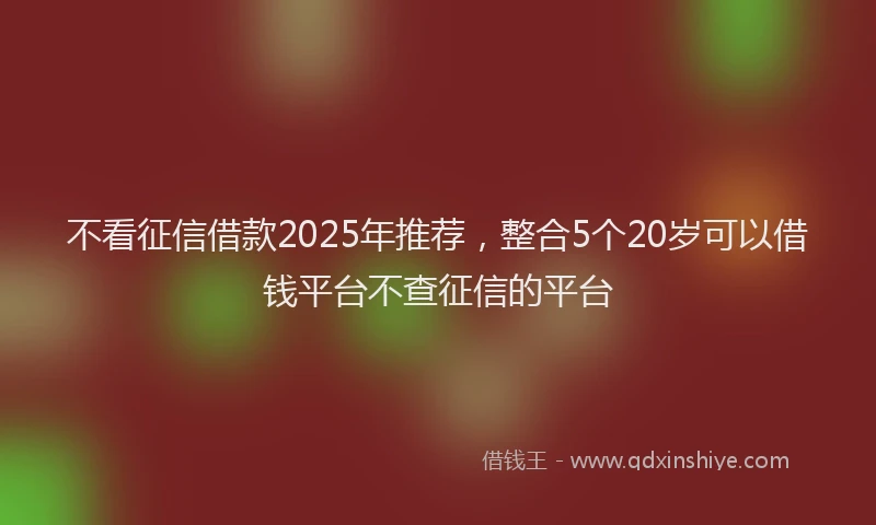 不看征信借款2025年推荐，整合5个20岁可以借钱平台不查征信的平台
