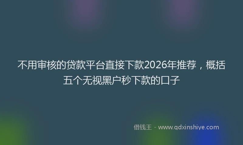 不用审核的贷款平台直接下款2026年推荐，概括五个无视黑户秒下款的口子