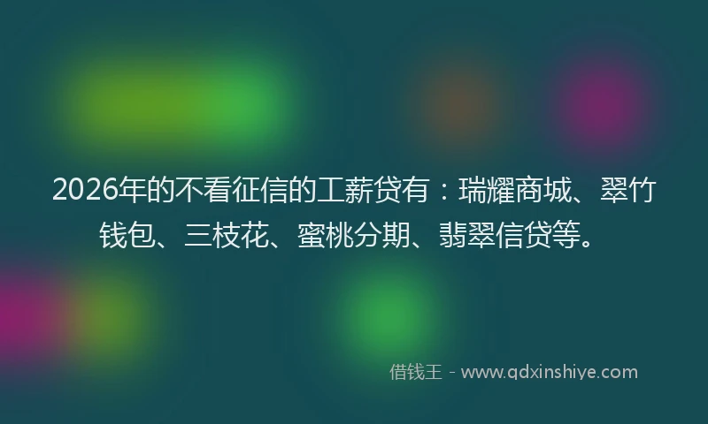 2026年的不看征信的工薪贷有：瑞耀商城、翠竹钱包、三枝花、蜜桃分期、翡翠信贷等。