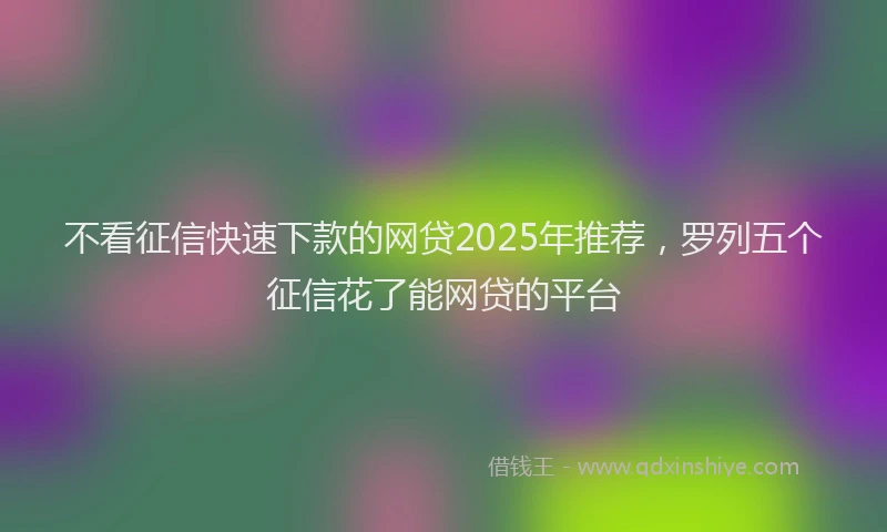 不看征信快速下款的网贷2025年推荐，罗列五个征信花了能网贷的平台