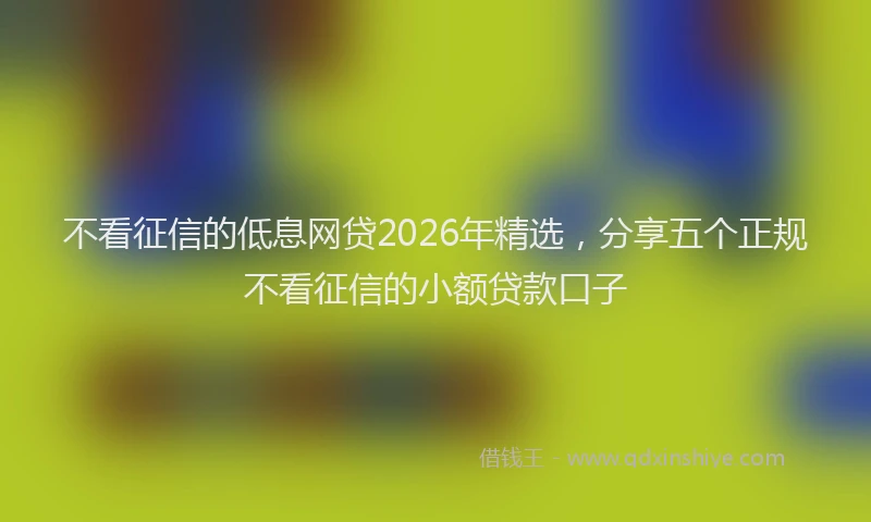 不看征信的低息网贷2026年精选，分享五个正规不看征信的小额贷款口子