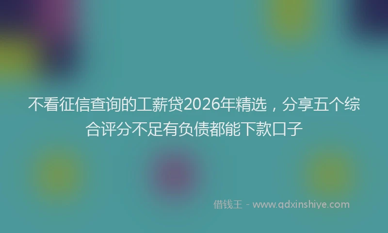 不看征信查询的工薪贷2026年精选，分享五个综合评分不足有负债都能下款口子