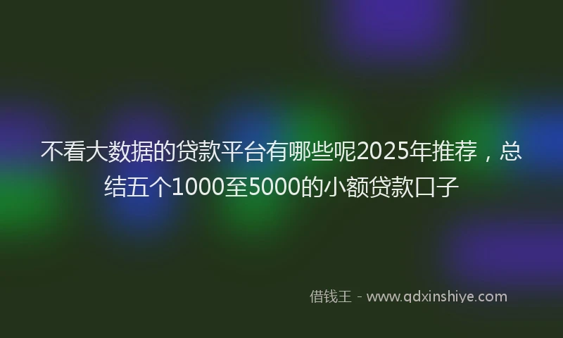 不看大数据的贷款平台有哪些呢2025年推荐，总结五个1000至5000的小额贷款口子