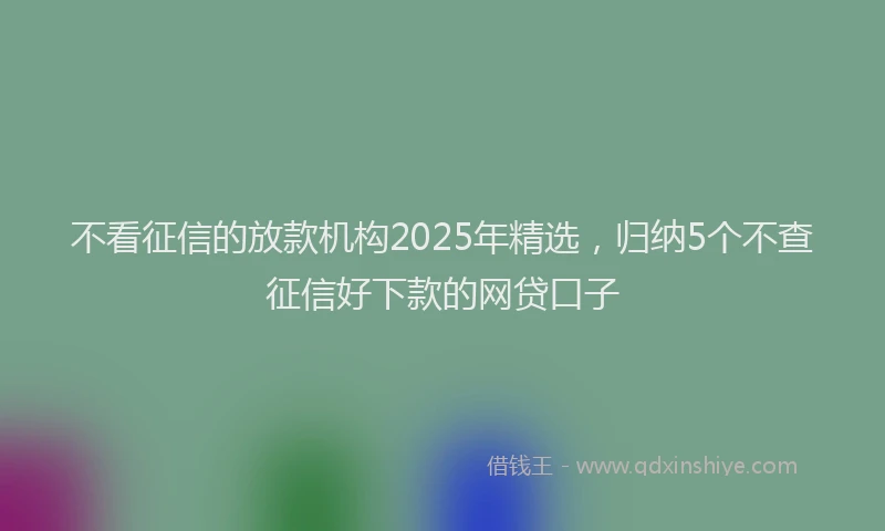 不看征信的放款机构2025年精选,归纳5个不查征信好下款的网贷口子