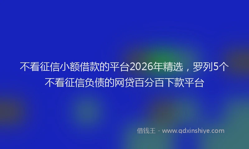 不看征信小额借款的平台2026年精选，罗列5个不看征信负债的网贷百分百下款平台