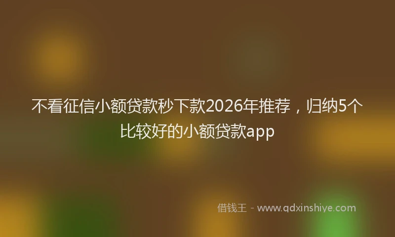 不看征信小额贷款秒下款2026年推荐，归纳5个比较好的小额贷款app