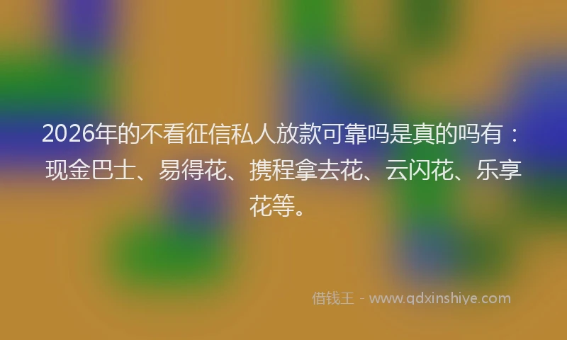 2026年的不看征信私人放款可靠吗是真的吗有：现金巴士、易得花、携程拿去花、云闪花、乐享花等。