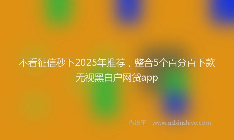 不看征信秒下2025年推荐，整合5个百分百下款无视黑白户网贷app