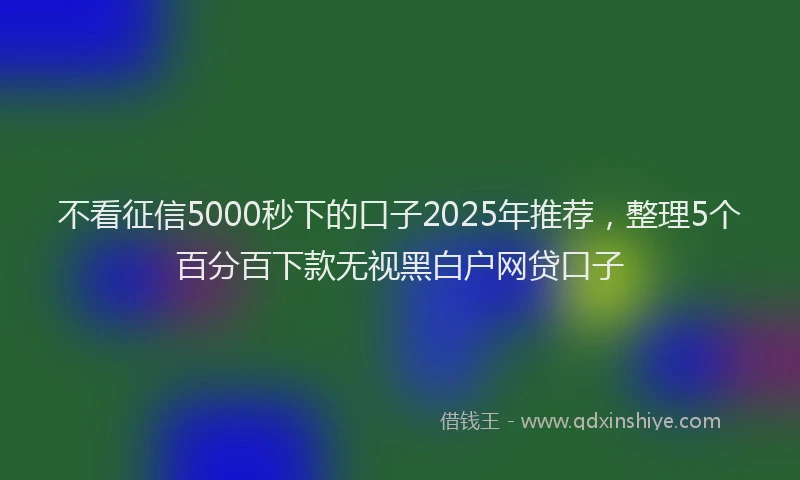 不看征信5000秒下的口子2025年推荐，整理5个百分百下款无视黑白户网贷口子