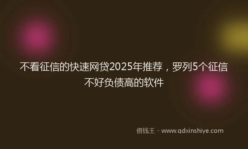 不看征信的快速网贷2025年推荐，罗列5个征信不好负债高的软件