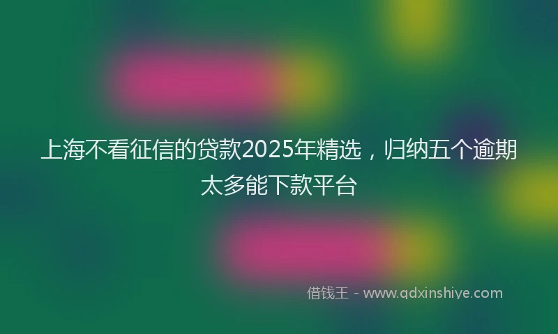 上海不看征信的贷款2025年精选，归纳五个逾期太多能下款平台