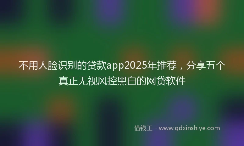 不用人脸识别的贷款app2025年推荐,分享五个真正无视风控黑白的网贷软件