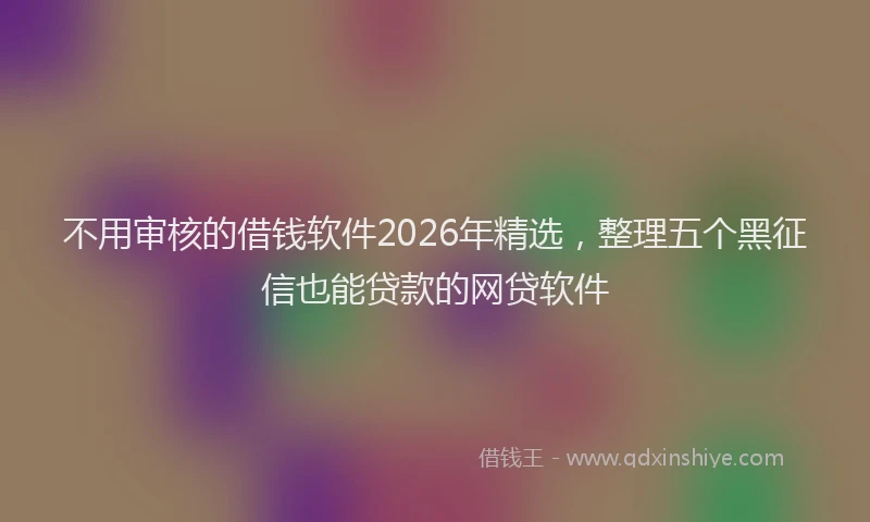 不用审核的借钱软件2026年精选，整理五个黑征信也能贷款的网贷软件
