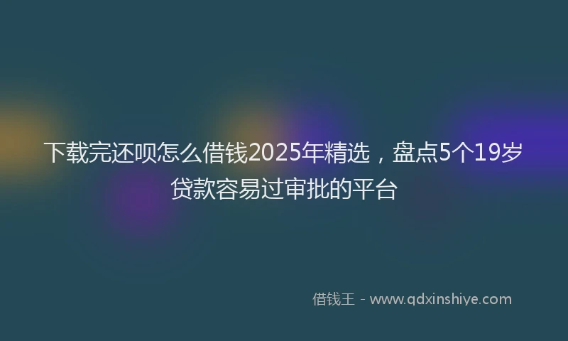 下载完还呗怎么借钱2025年精选，盘点5个19岁贷款容易过审批的平台