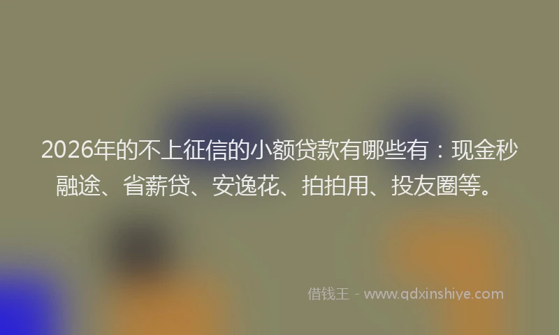 2026年的不上征信的小额贷款有哪些有：现金秒融途、省薪贷、安逸花、拍拍用、投友圈等。