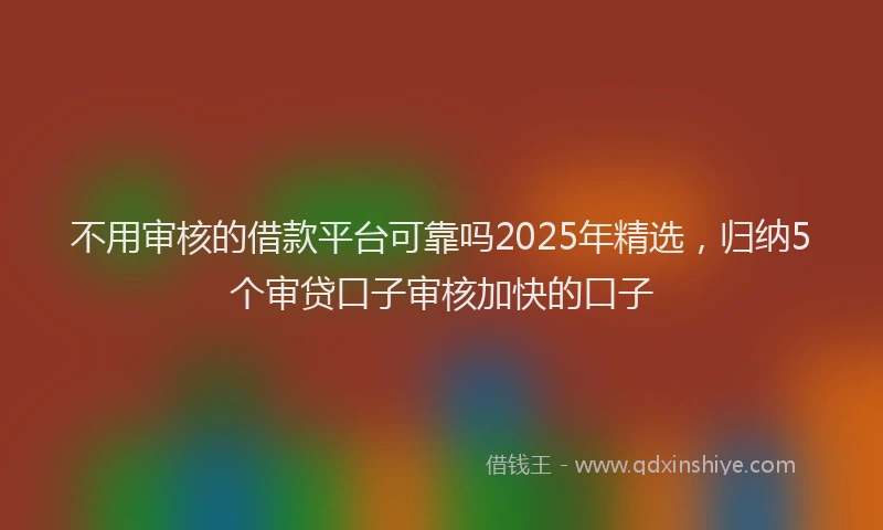 不用审核的借款平台可靠吗2025年精选，归纳5个审贷口子审核加快的口子