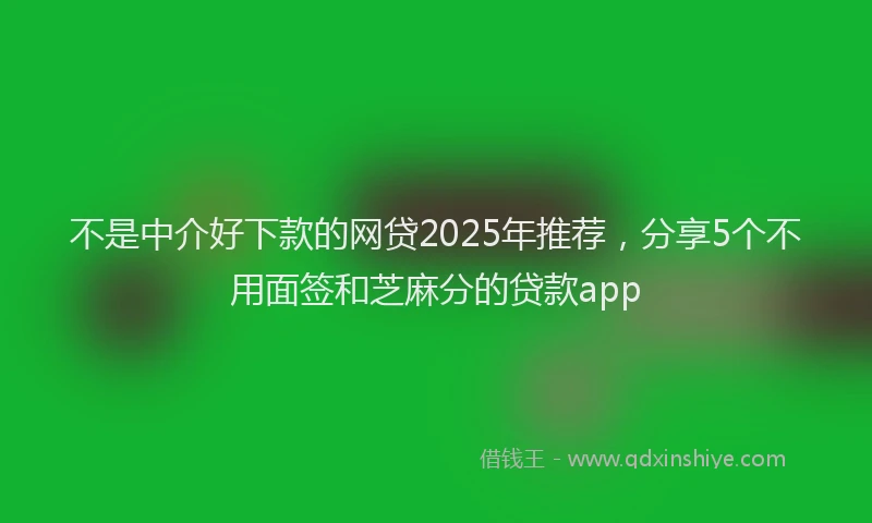 不是中介好下款的网贷2025年推荐，分享5个不用面签和芝麻分的贷款app