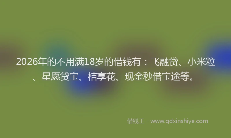 2026年的不用满18岁的借钱有：飞融贷、小米粒、星愿贷宝、桔享花、现金秒借宝途等。