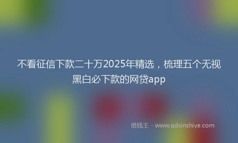 不看征信下款二十万2025年精选，梳理五个无视黑白必下款的网贷app