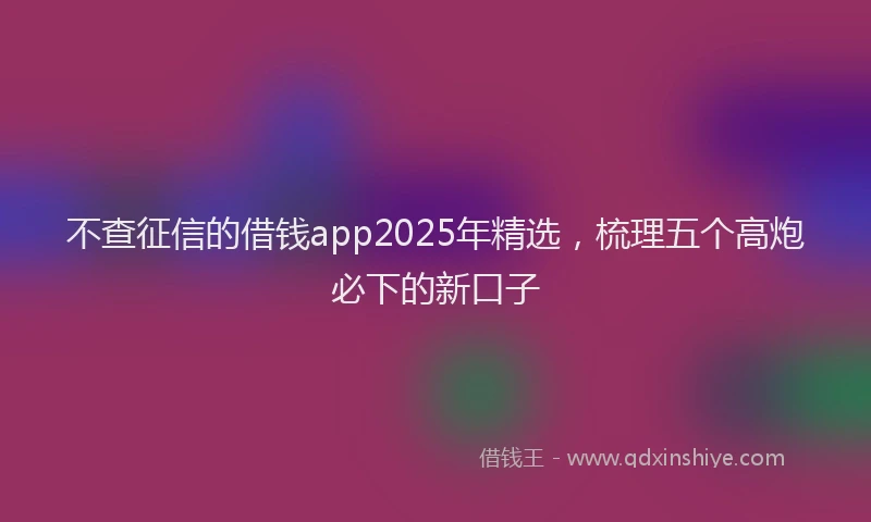 不查征信的借钱app2025年精选，梳理五个高炮必下的新口子