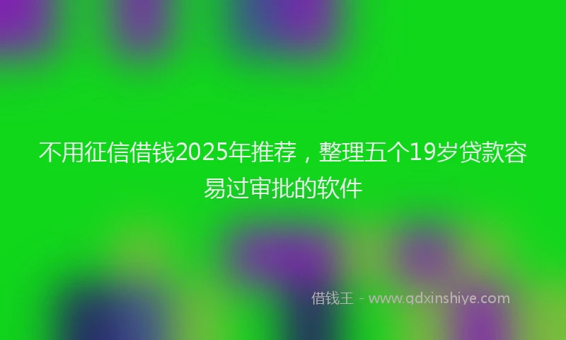 不用征信借钱2025年推荐，整理五个19岁贷款容易过审批的软件