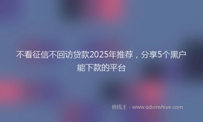 不看征信不回访贷款2025年推荐，分享5个黑户能下款的平台