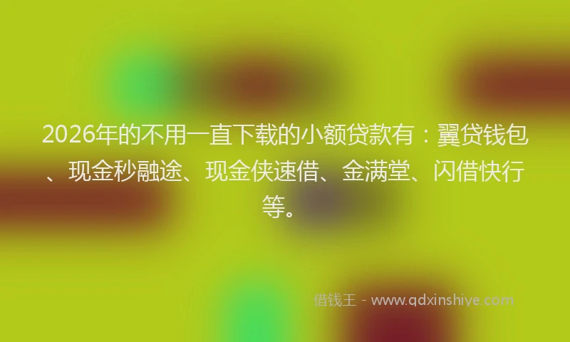 2026年的不用一直下载的小额贷款有：翼贷钱包、现金秒融途、现金侠速借、金满堂、闪借快行等。