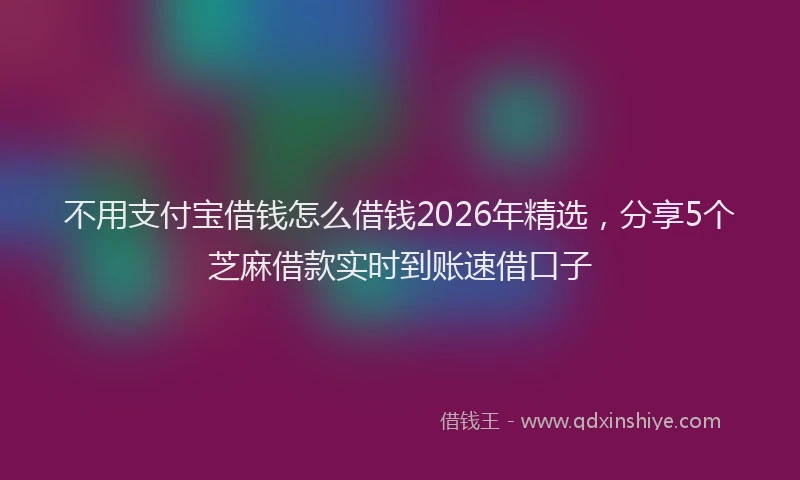 不用支付宝借钱怎么借钱2026年精选，分享5个芝麻借款实时到账速借口子