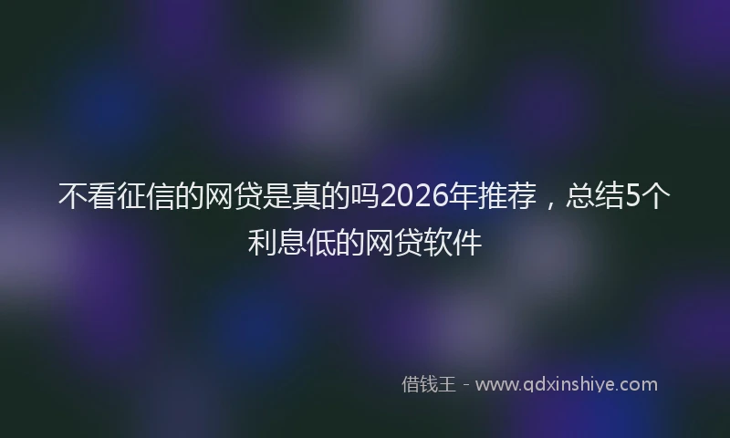 不看征信的网贷是真的吗2026年推荐，总结5个利息低的网贷软件
