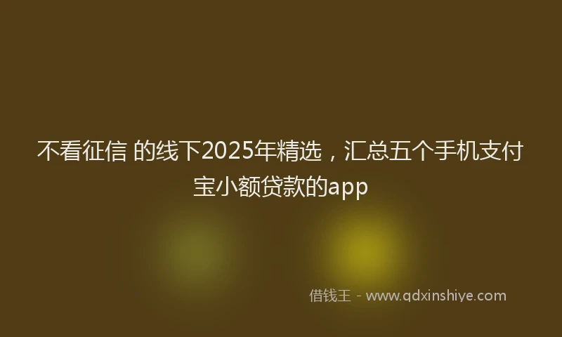 不看征信 的线下2025年精选，汇总五个手机支付宝小额贷款的app