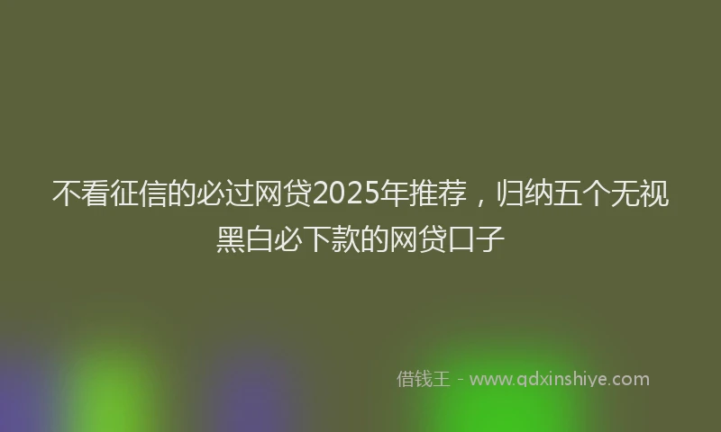 不看征信的必过网贷2025年推荐，归纳五个无视黑白必下款的网贷口子