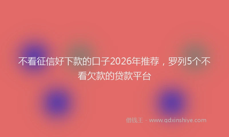 不看征信好下款的口子2026年推荐，罗列5个不看欠款的贷款平台