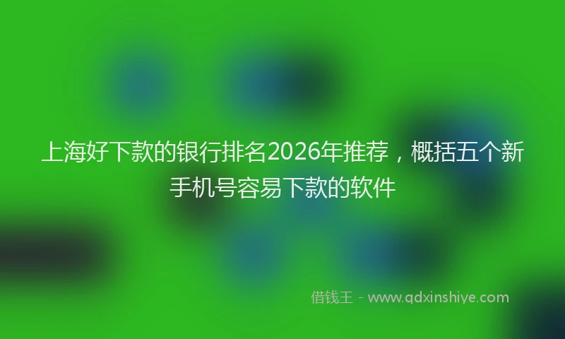 上海好下款的银行排名2026年推荐，概括五个新手机号容易下款的软件
