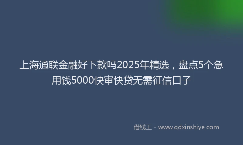 上海通联金融好下款吗2025年精选，盘点5个急用钱5000快审快贷无需征信口子