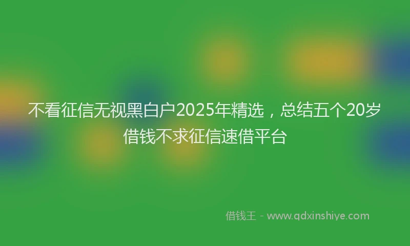 不看征信无视黑白户2025年精选，总结五个20岁借钱不求征信速借平台