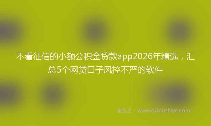 不看征信的小额公积金贷款app2026年精选,汇总5个网贷口子风控不严的软件