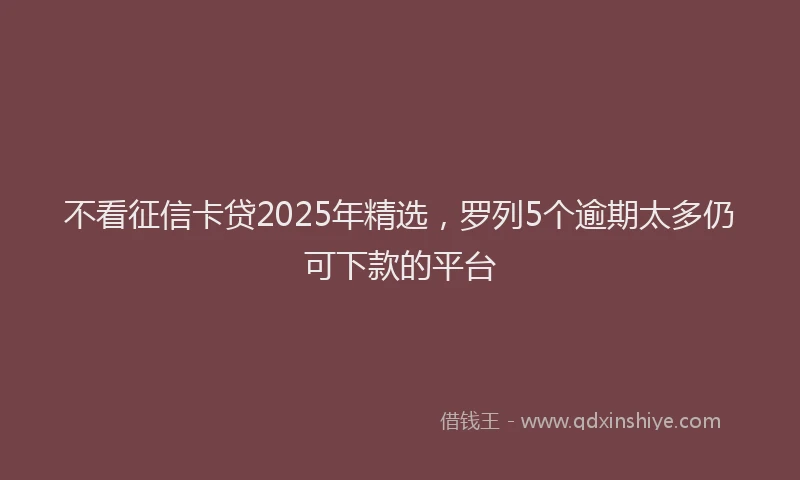 不看征信卡贷2025年精选，罗列5个逾期太多仍可下款的平台