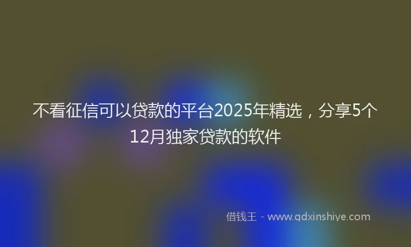 不看征信可以贷款的平台2025年精选，分享5个12月独家贷款的软件
