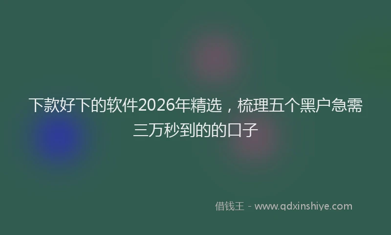 下款好下的软件2026年精选，梳理五个黑户急需三万秒到的的口子