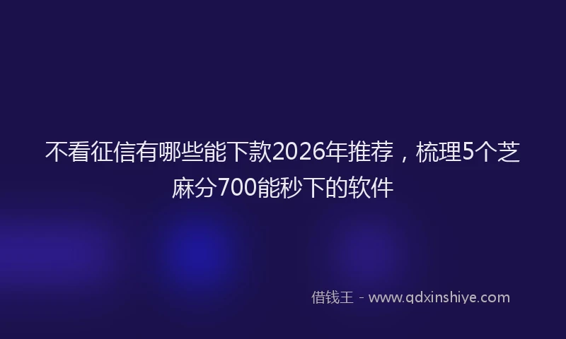 不看征信有哪些能下款2026年推荐，梳理5个芝麻分700能秒下的软件