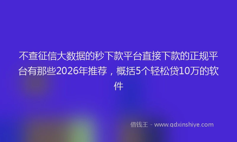 不查征信大数据的秒下款平台直接下款的正规平台有那些2026年推荐，概括5个轻松贷10万的软件