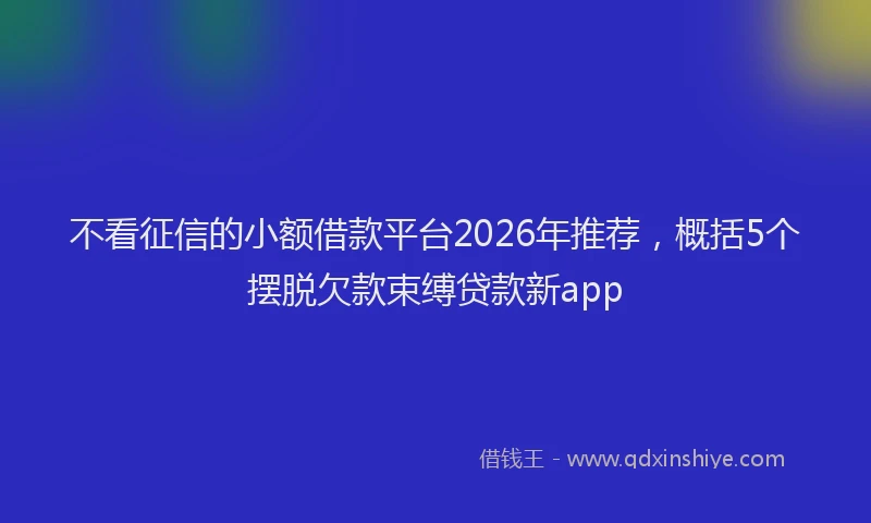不看征信的小额借款平台2026年推荐，概括5个摆脱欠款束缚贷款新app