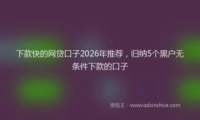下款快的网贷口子2026年推荐，归纳5个黑户无条件下款的口子