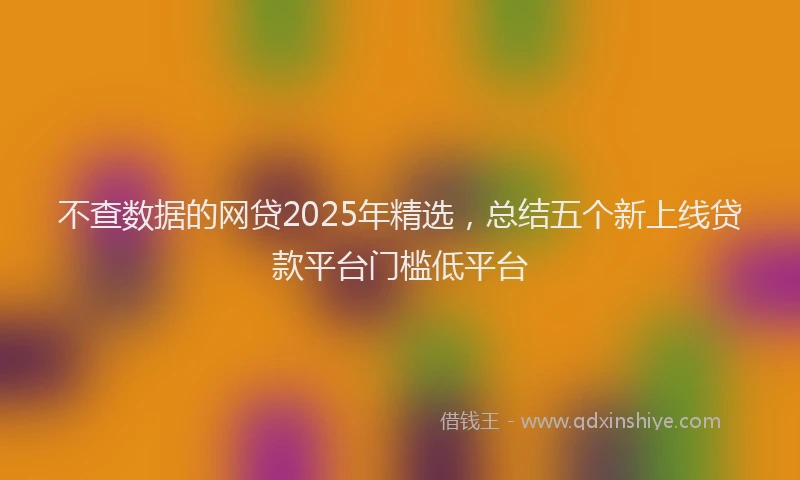 不查数据的网贷2025年精选，总结五个新上线贷款平台门槛低平台