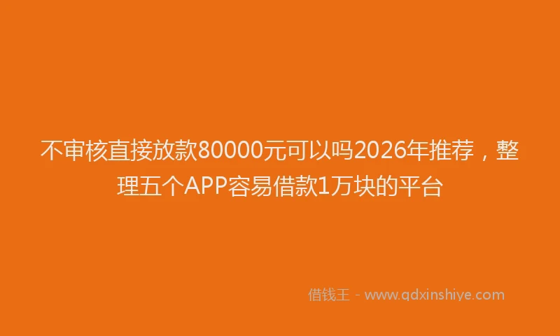 不审核直接放款80000元可以吗2026年推荐，整理五个APP容易借款1万块的平台